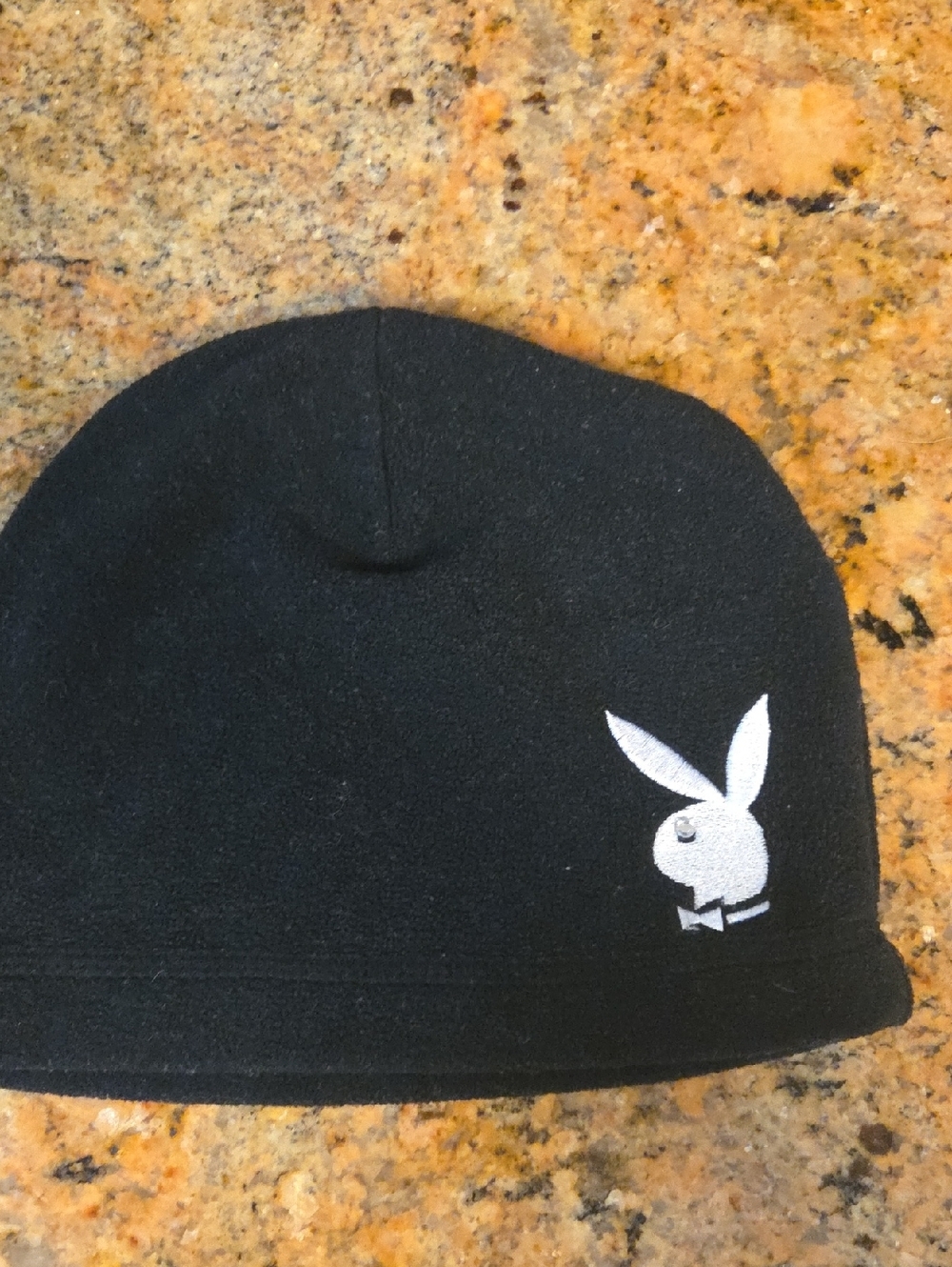 PLAYBOY Black Beanie with White Bunny Logo